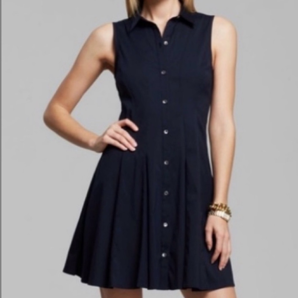 Navy cotton blend theory button down dress Size 2